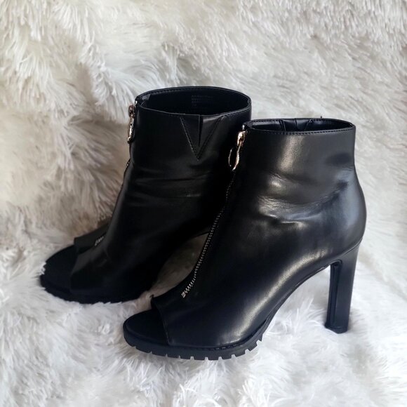 BAR III Booties Dillan Zipper Black Cushioned Peep Toe High Heel Boots SZ 7M - Picture 4 of 10